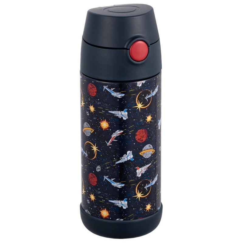 Snug Insulated Kids Water Bottle with Straw & Spout â€“ Double-Wall Stainless Steel, Leakproof, Easy-Flip Lid â€“ For School, Travel, Toddlers & Big Kids - Space Wars, 12oz - Image 1